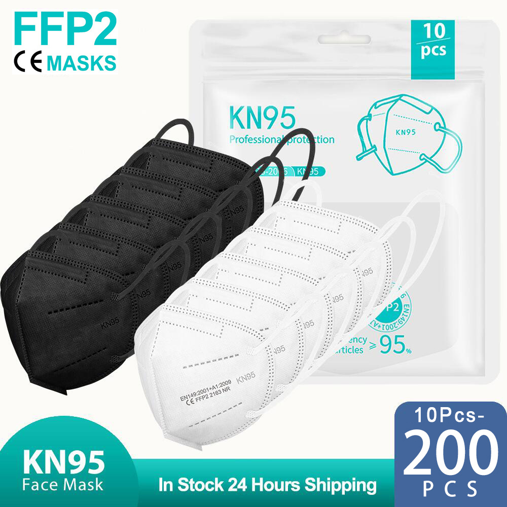 Disposable Surgical Mask - 10-200 sztuk, maseczki FFP2, czarne, KN95,