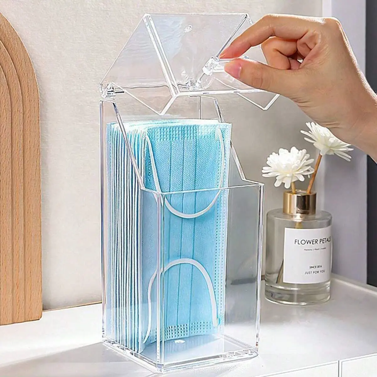 Face Mask Storage Box - 1/2 szt. - Przezroczyste pudełko do